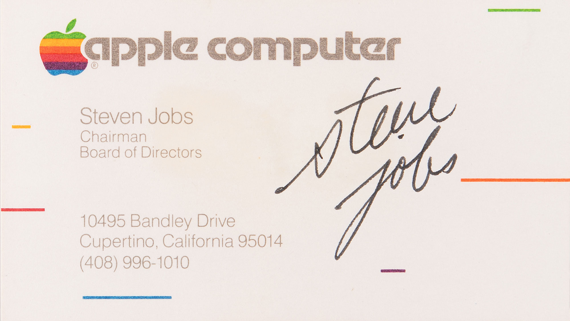 1983 Tarihli İmzalı Steve Jobs Kartviziti Açık Artırmada 70 Bin Doları Aştı