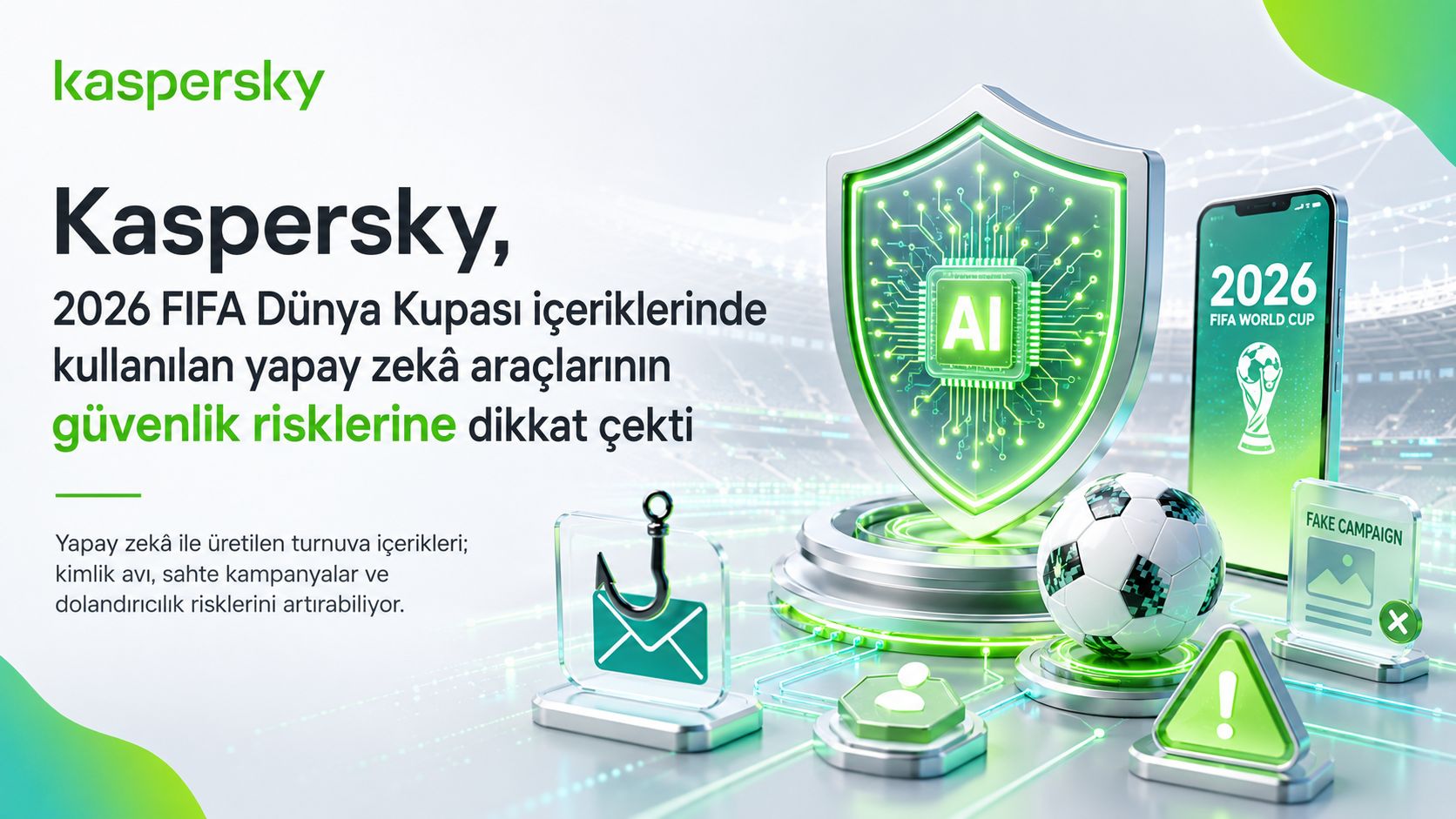 Kaspersky, 2026 FIFA Dünya Kupası içeriklerinde kullanılan yapay zekâ araçlarının güvenlik risklerine dikkat çekti
