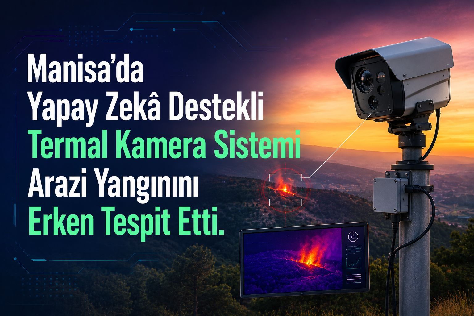 Manisa'da Yapay Zekâ Destekli Termal Kamera Sistemi Arazi Yangınını Erken Tespit Etti