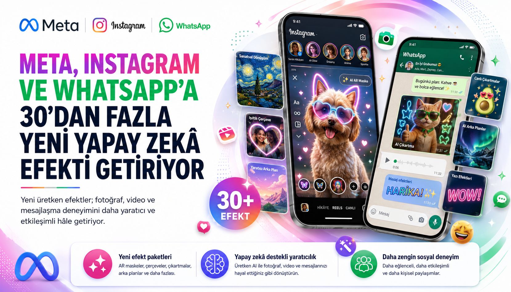 Meta, Instagram ve WhatsApp'a 30'dan fazla yeni yapay zekâ efekti getiriyor
