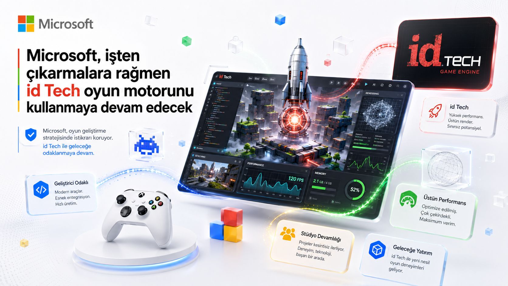 Microsoft, işten çıkarmalara rağmen id Tech oyun motorunu kullanmaya devam edecek