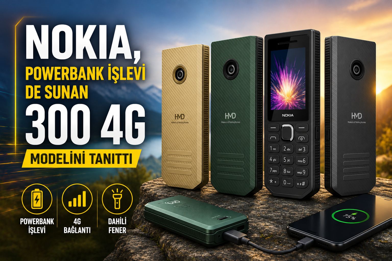 Nokia, powerbank işlevi de sunan 300 4G modelini tanıttı