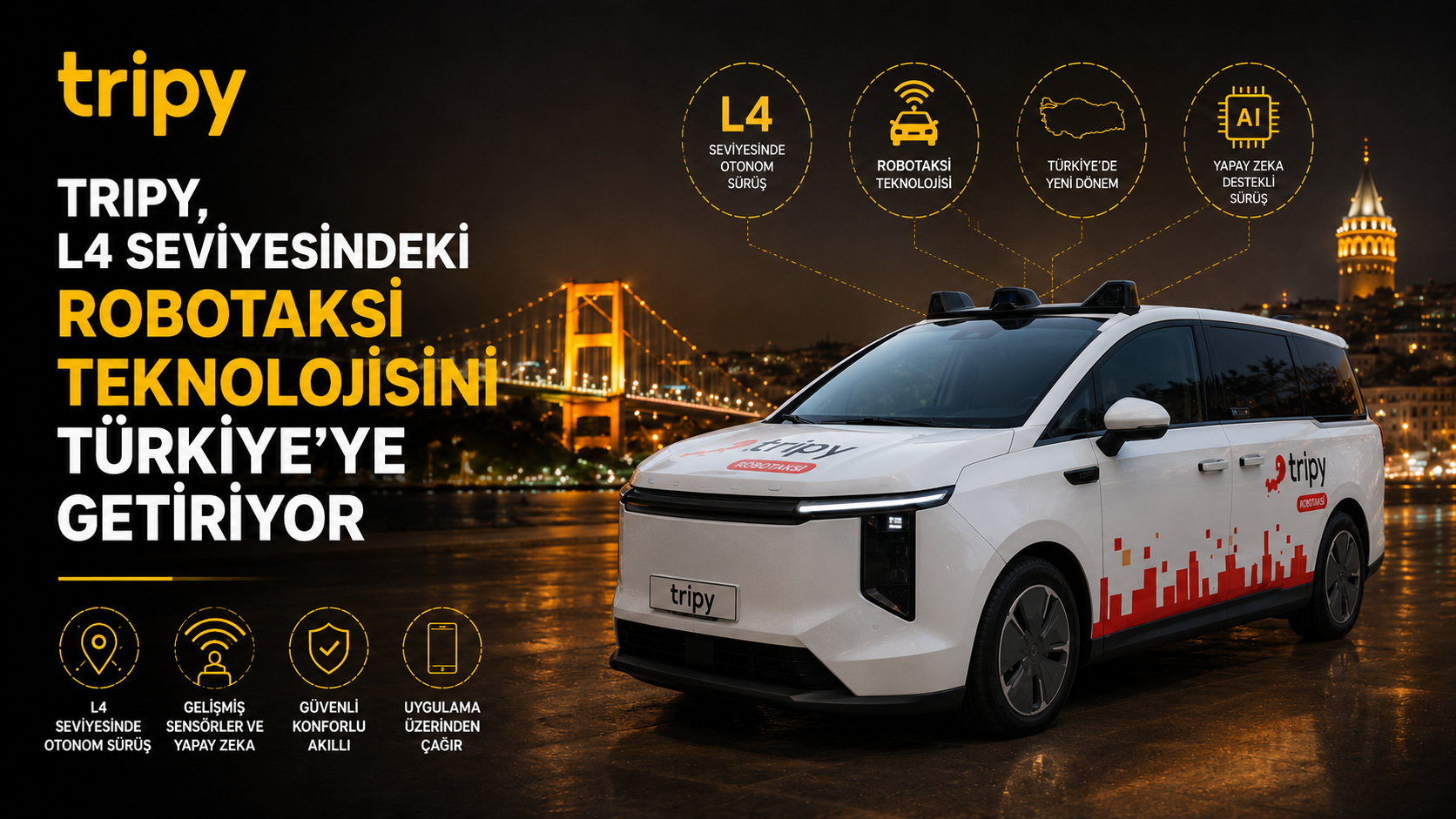 Tripy, L4 seviyesindeki robotaksi teknolojisini Türkiye'ye getiriyor