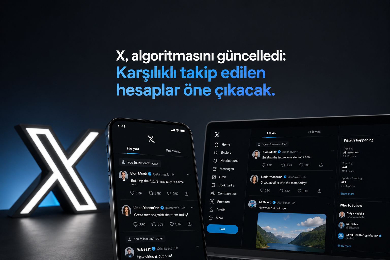 X, algoritmasını güncelledi: Karşılıklı takip edilen hesaplar öne çıkacak
