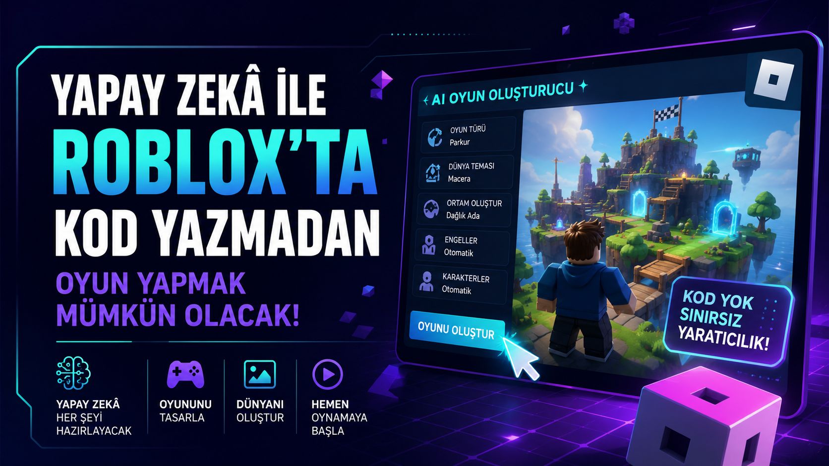 Yapay zekâ ile Roblox'ta kod yazmadan oyun yapmak mümkün olacak