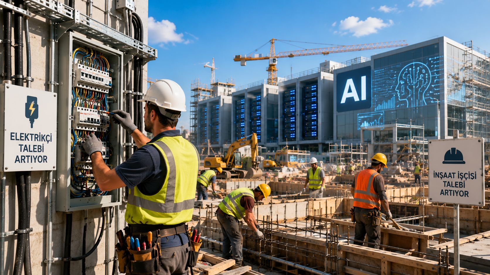 Yapay zekâ yatırımları elektrikçi ve inşaat işçisi talebini artırıyor